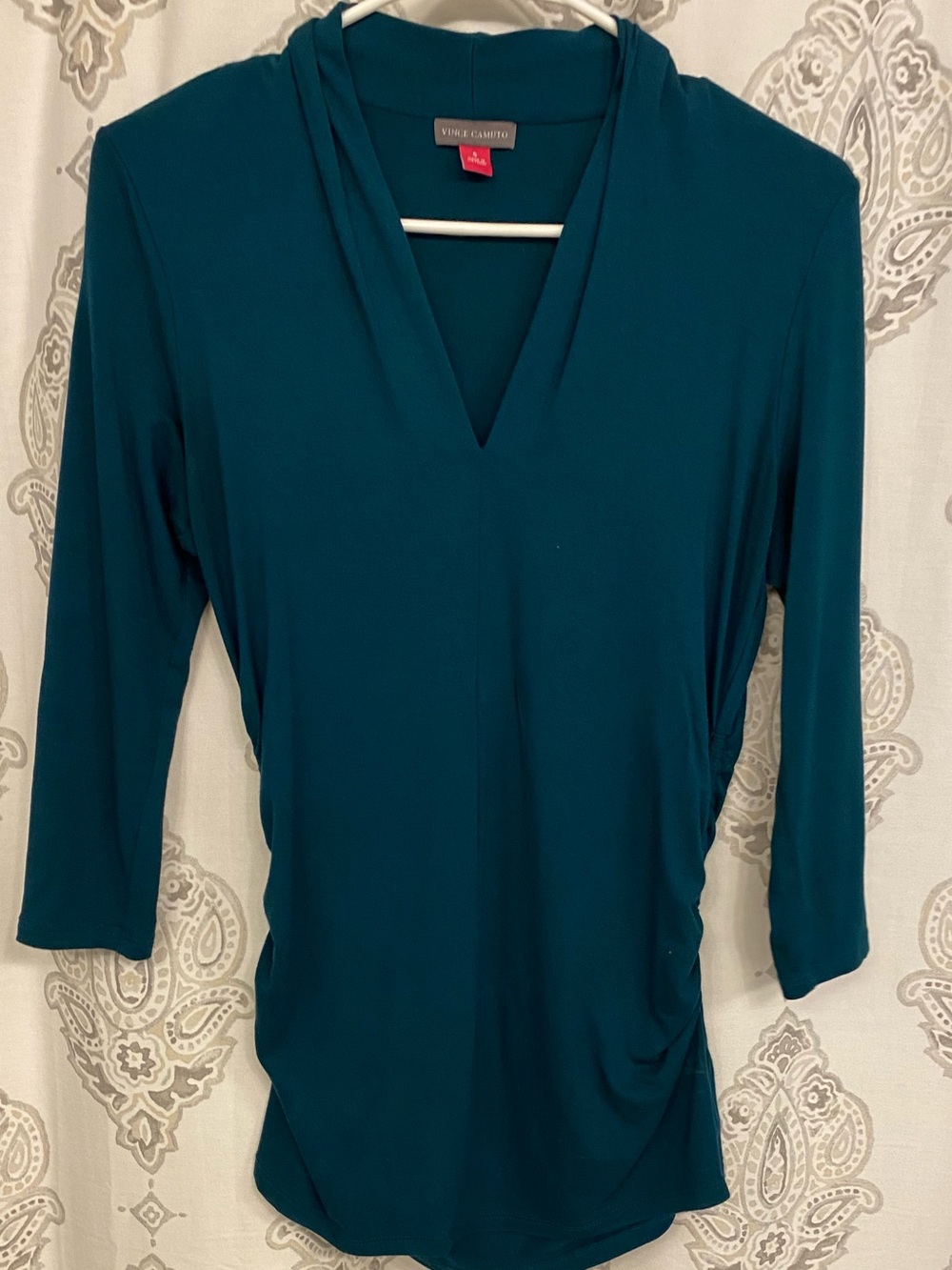 Vince Camuto Teal V-Neck 3/4 Sleeve Women's Top